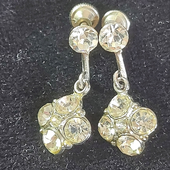 3 for$25- Vintage Crystal Drop Earrings with Screw Backs - Picture 2 of 9